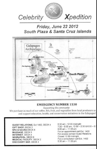 Day 6 on Xpedition: South Plaza and Santa Cruz Island - June 22, 2012