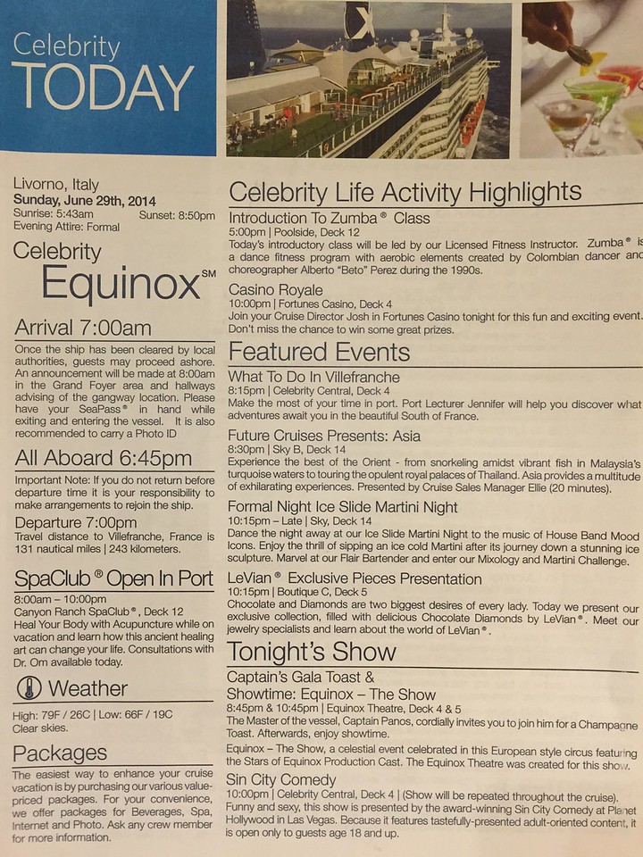 Day 2 of Celebrity Equinox Mediterranean cruise - Florence and Pisa - June 29, 2014