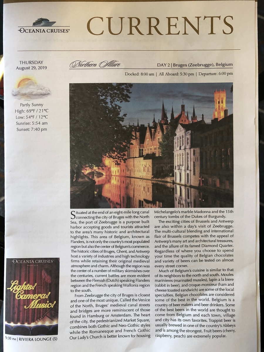 Featured image of post Days 2-3 of Northern Allure cruise on Oceania Riviera: Bruges battlefields, Zaanse Schans windmills - August 29-30, 2019