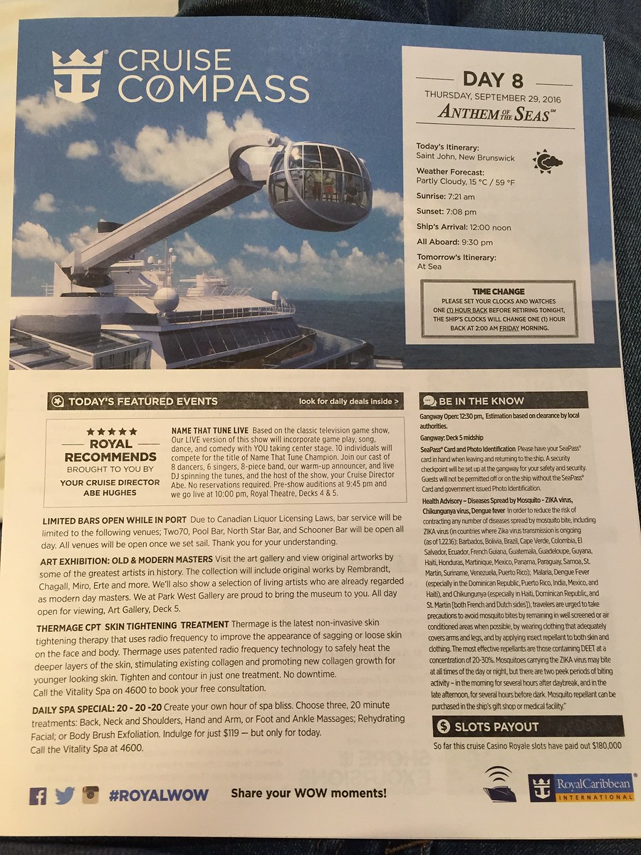 New England/Canada cruise on Anthem of the Seas, Day 8: Reversing Falls, Fundy Trail, St. Martins sea caves in Saint John, NB - September 29, 2016