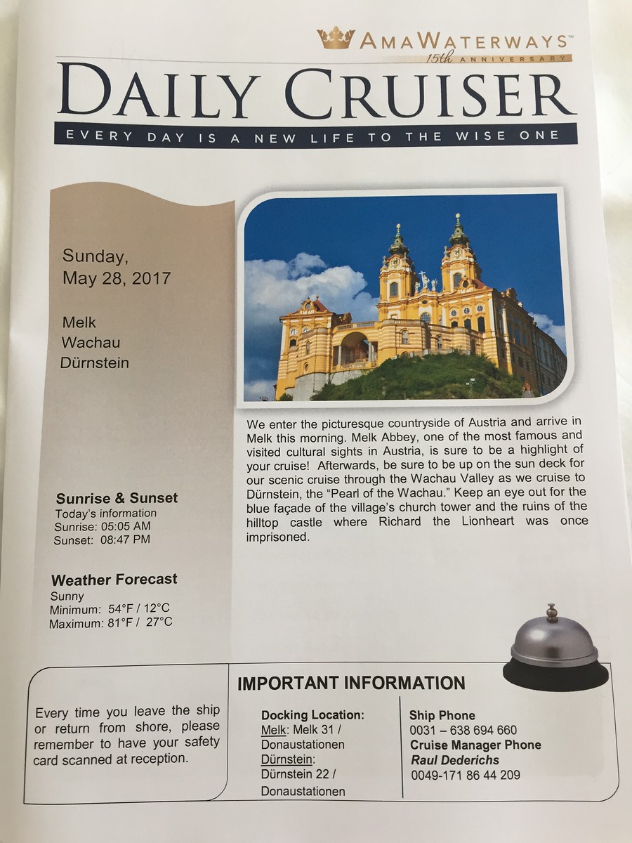 Featured image of post Day 11 of Magnificent Europe river cruise on AmaPrima: Melk Abbey, one-way bike ride to Durnstein - May 28, 2017